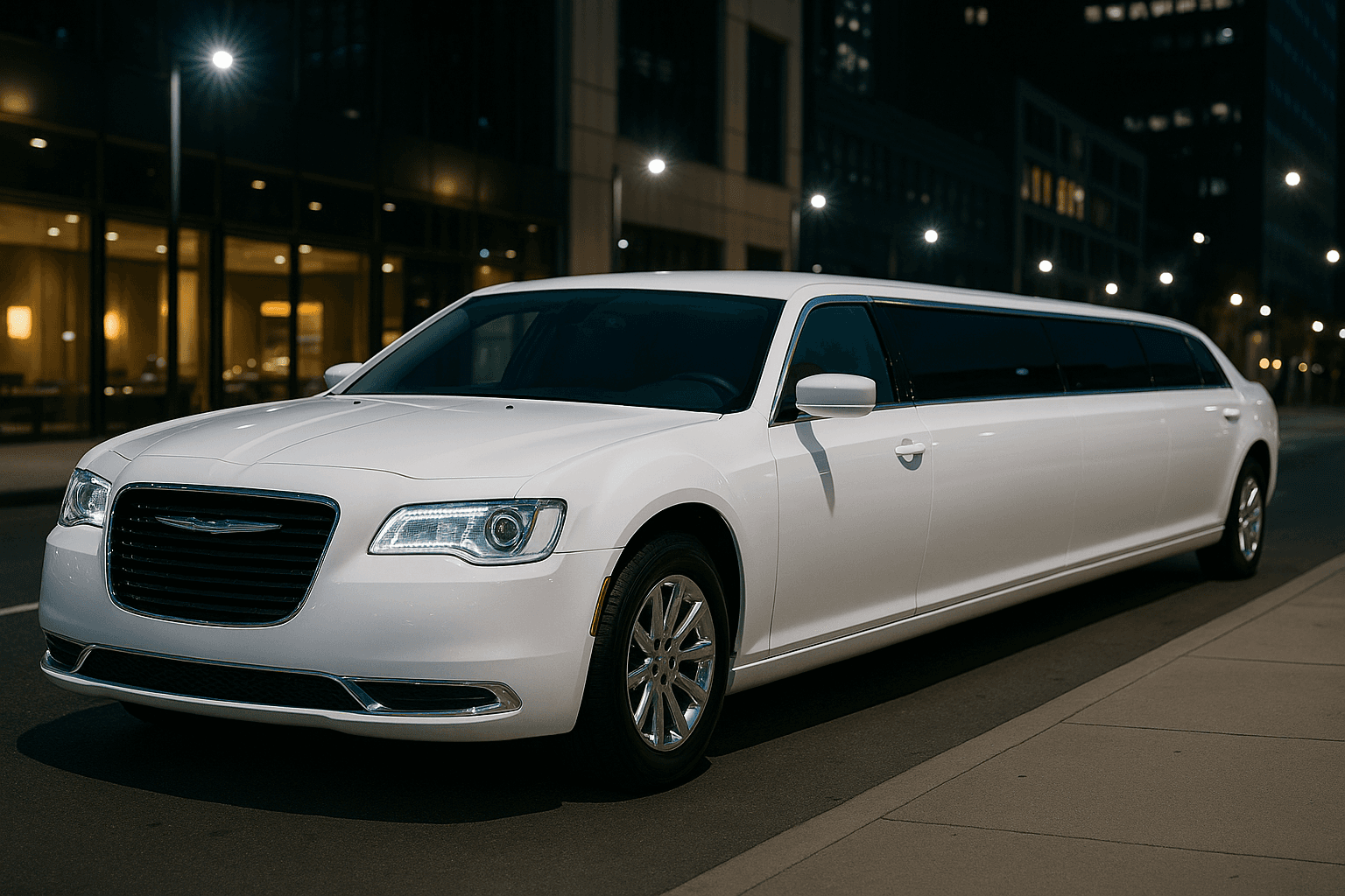 10-Passenger White Limousine exterior