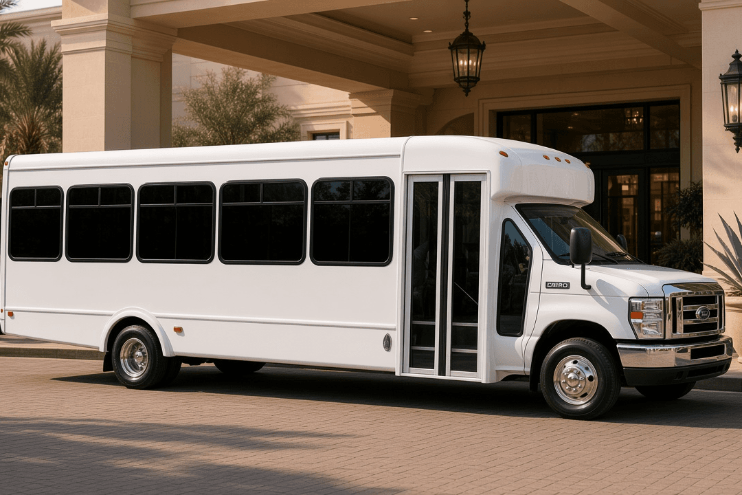 18-passenger shuttle-style coach bus exterior