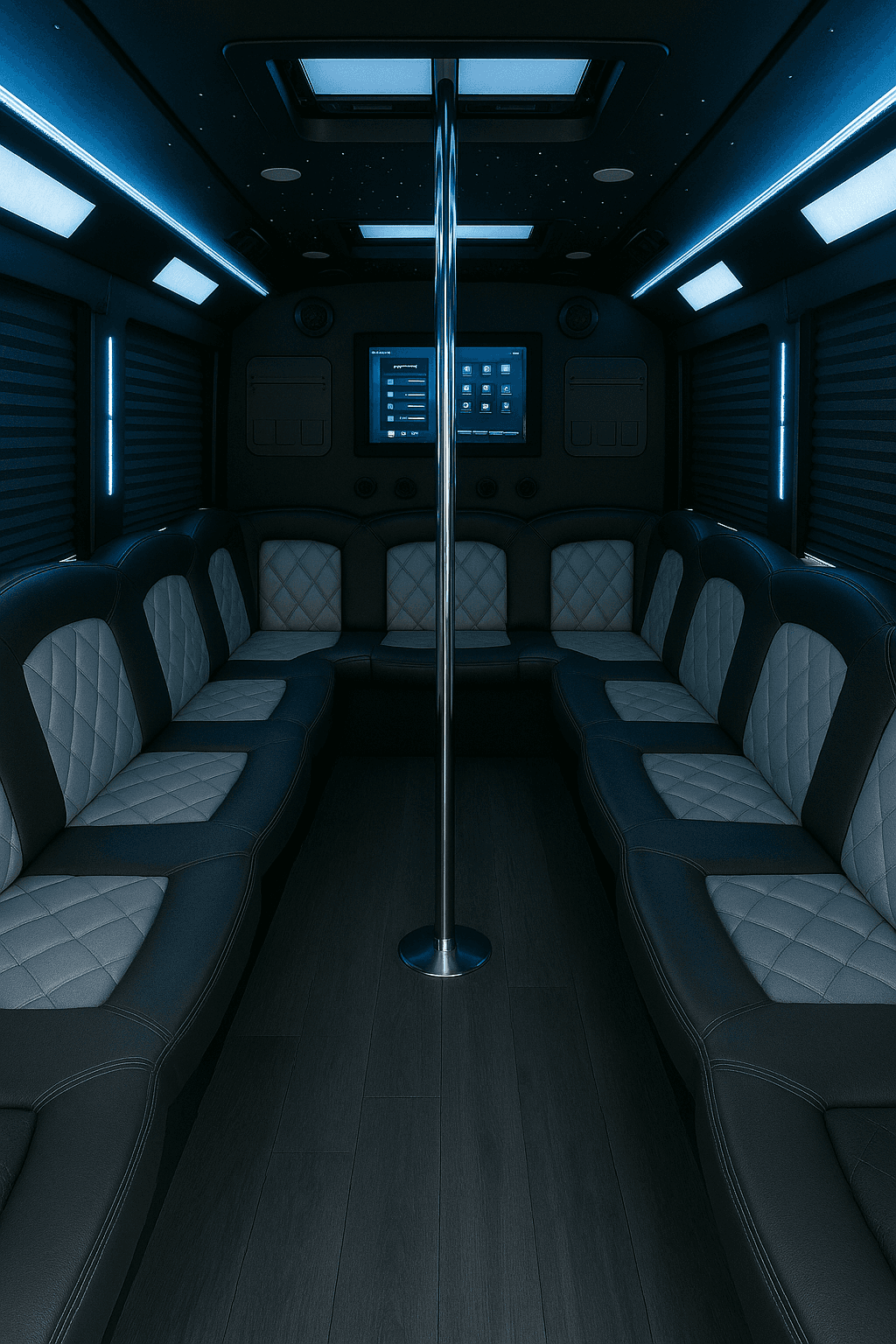 22-Passenger Party Bus interior view