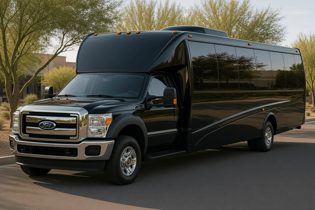 26-passenger shuttle-style coach bus exterior