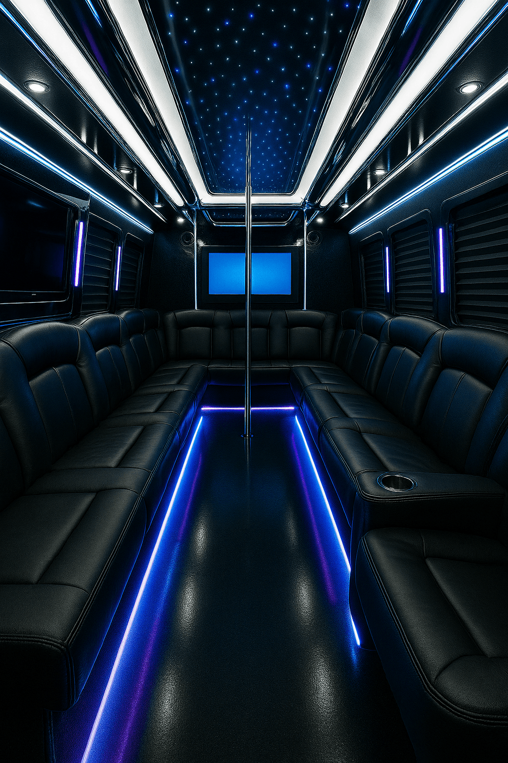 26-Passenger Party Bus interior view