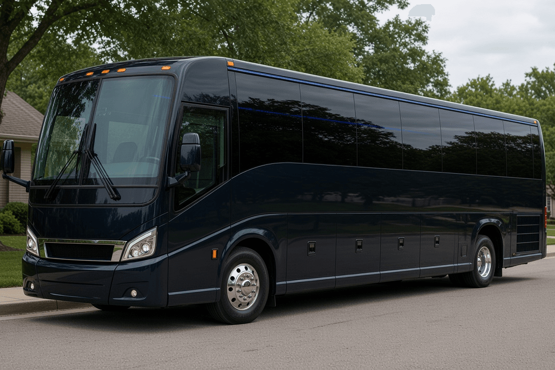 Exterior of a 40-passenger coach bus suited to highway day trips from Phoenix