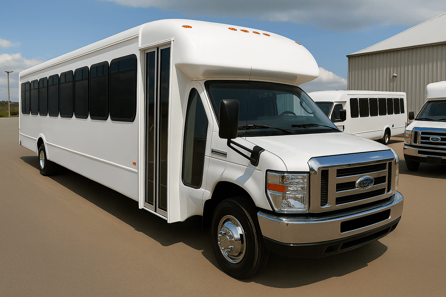 46-passenger shuttle-style coach bus exterior