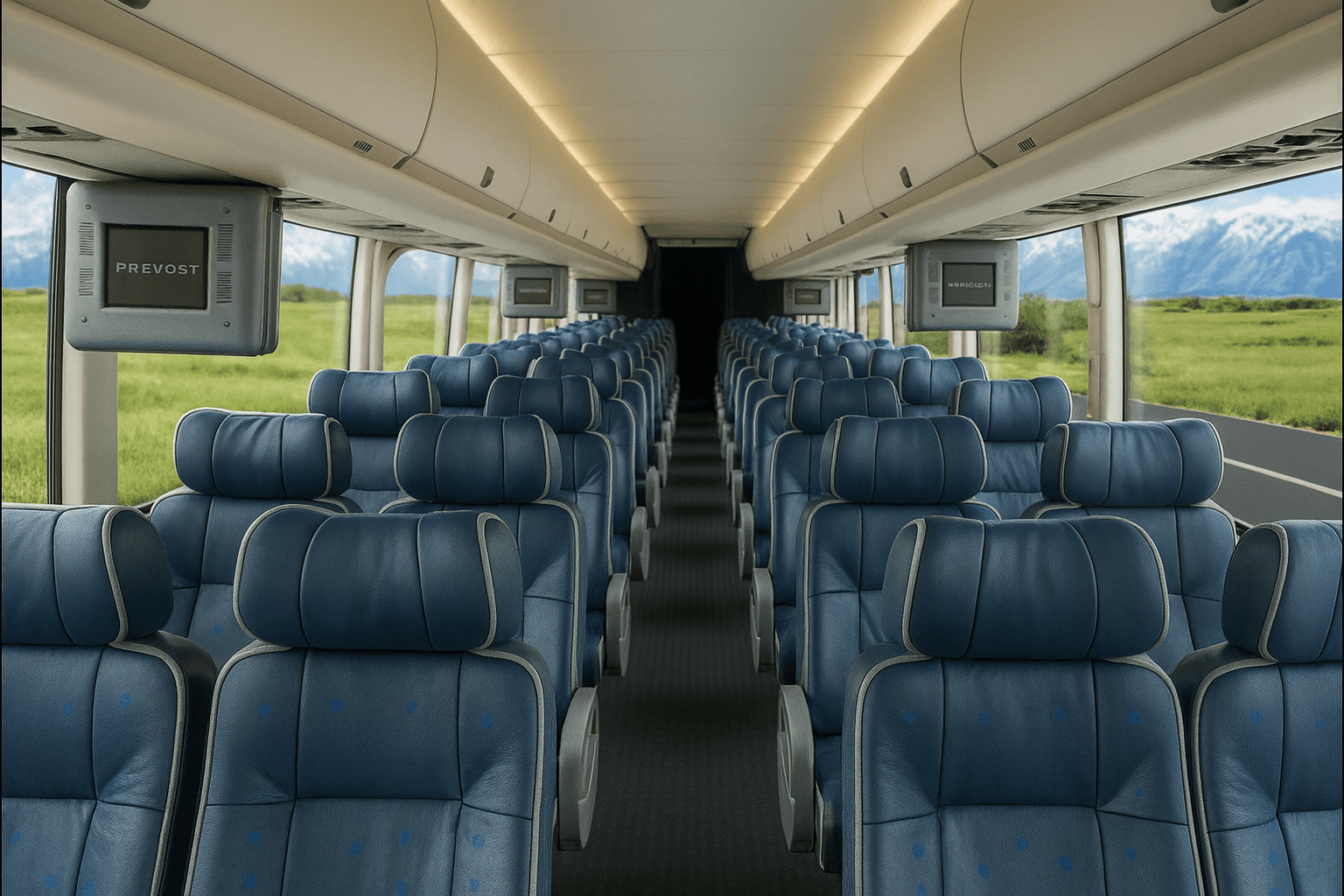 48-Passenger Coach Bus interior view