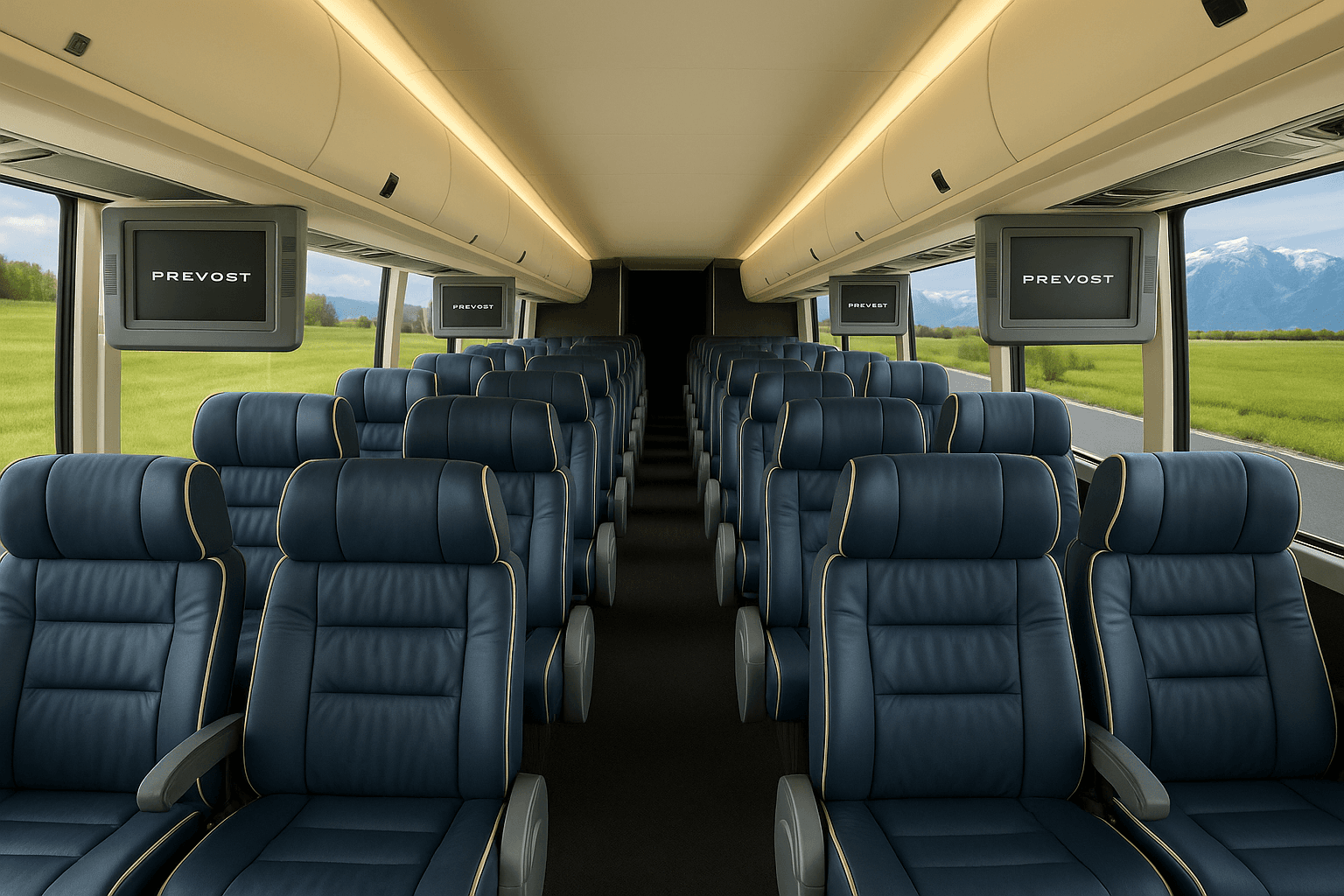 52-Passenger Coach Bus interior view