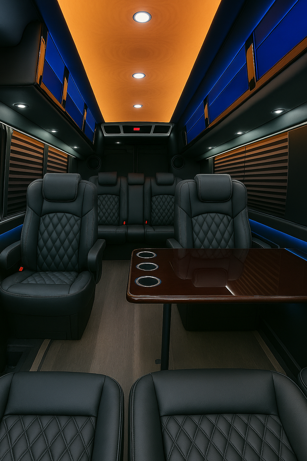 Executive Sprinter interior with forward-facing seats for Phoenix corporate travel