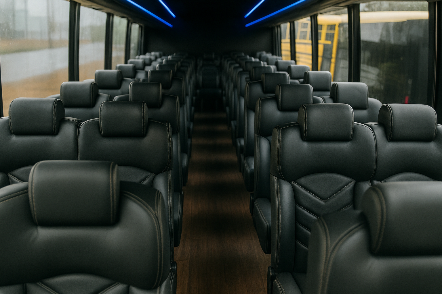 Coach bus interior with forward-facing seats for Phoenix group travel